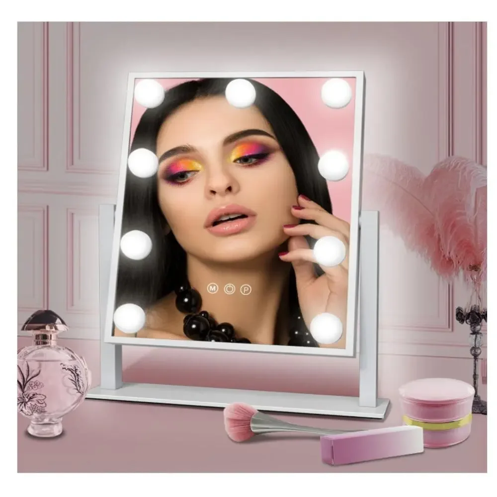 Vanity Mirror 9 LED Bulbs, Touch Control, 3 Colors Light, 360° Rotation